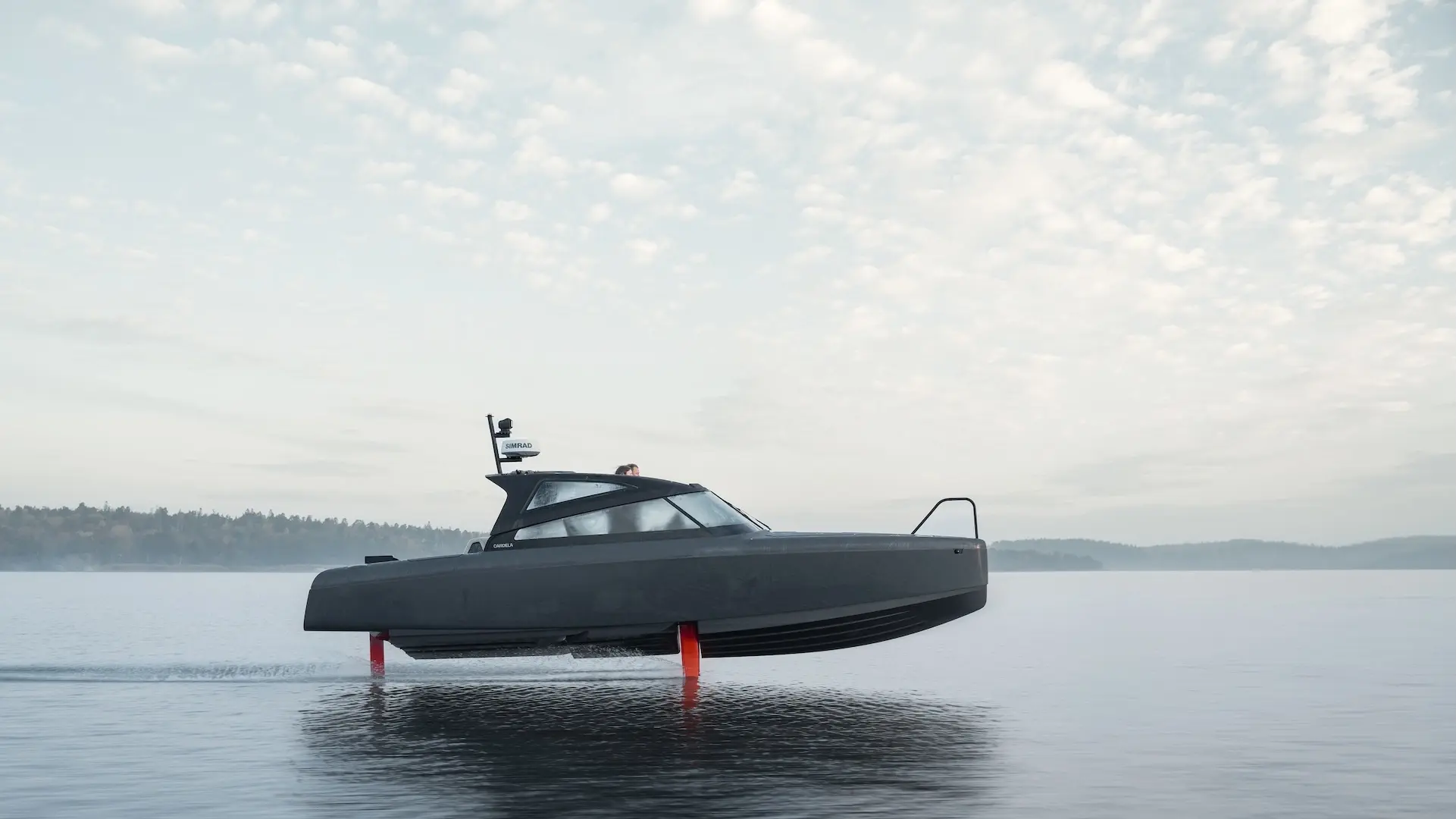 Candela electric boat on open water