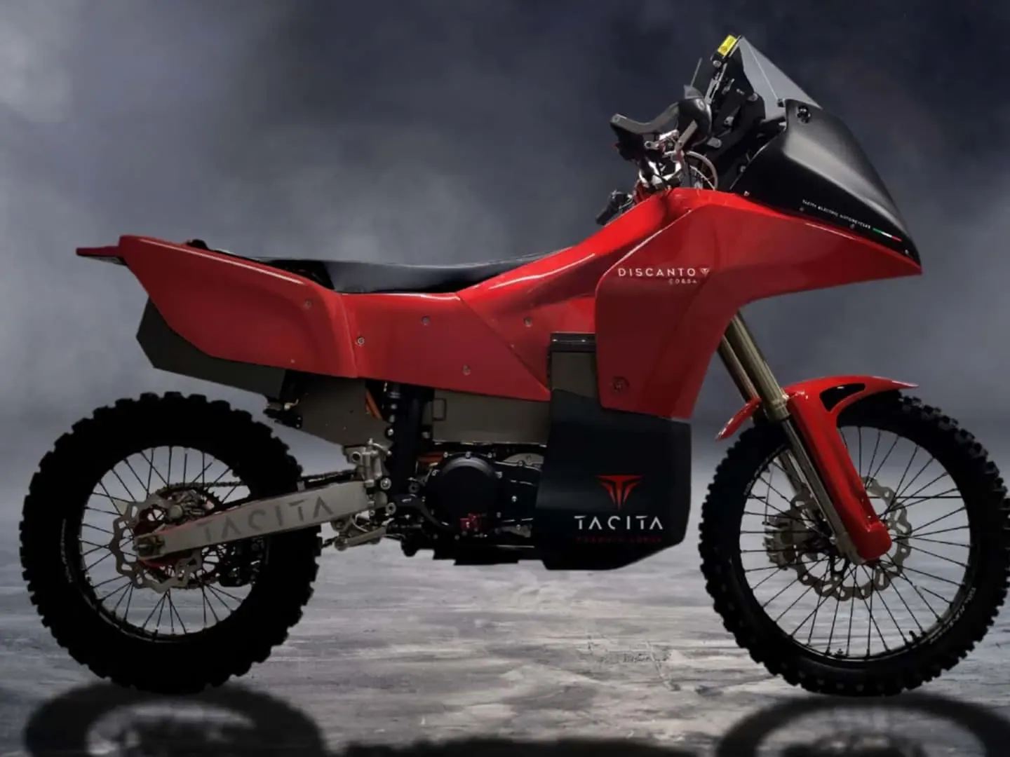 Tacita electric motorcycle with urban silhouette