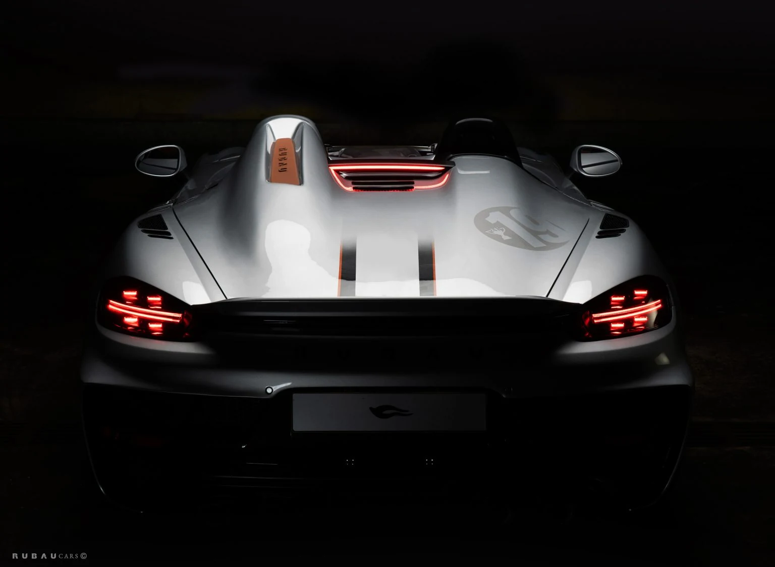 Rubau Speedster viewed from the rear in the studio