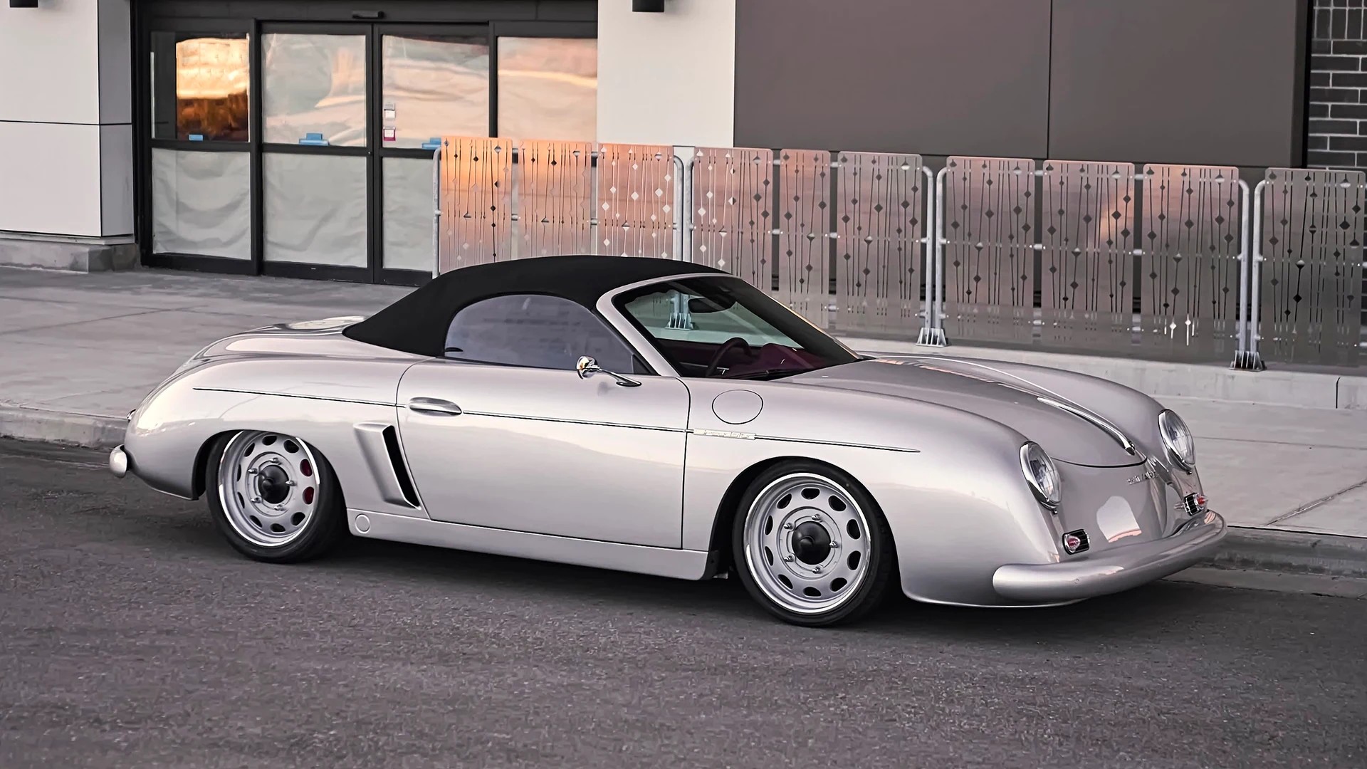 Silver Stärke Speedster in profile with the top up